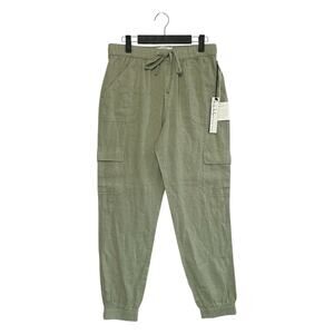 Nicole Miller Linen Cargo Jogger Pants NWT Women's Sz M Green Gorpcore Utility